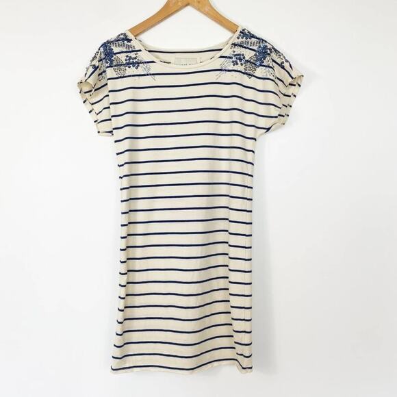 Forever 21 H81 Beaded Embellished Striped Knit T-Shirt Tee Shirt Dress - Picture 2 of 14